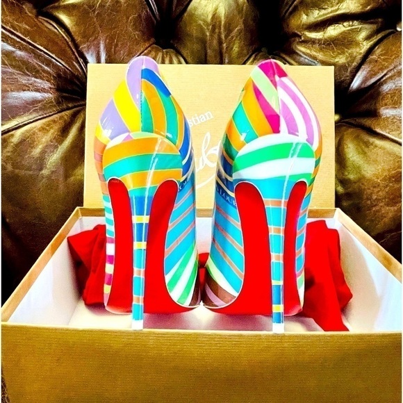 Christian Louboutin Shoes - Christian Louboutin hot chick 100mm Patent grand Bain swim pool blue whiteEU37.5